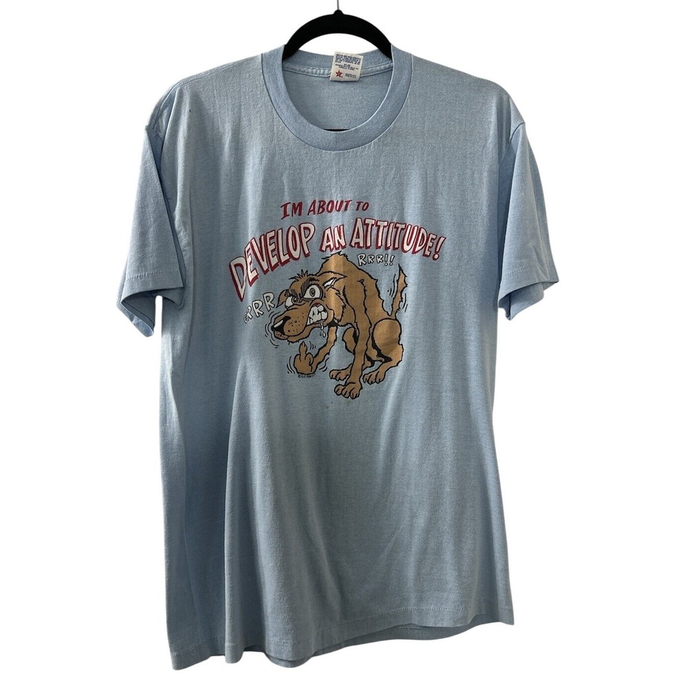 Vintage Healthknit Single Stitch T Shirt Mens XL Bad Wolf Attitude Graphic